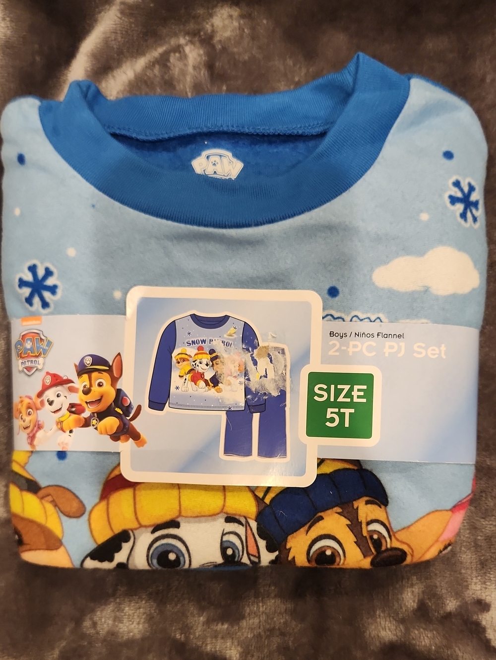 Paw Patrol Light Blue and Royal Blue Boys' 2-Piece Flannel PJ Set